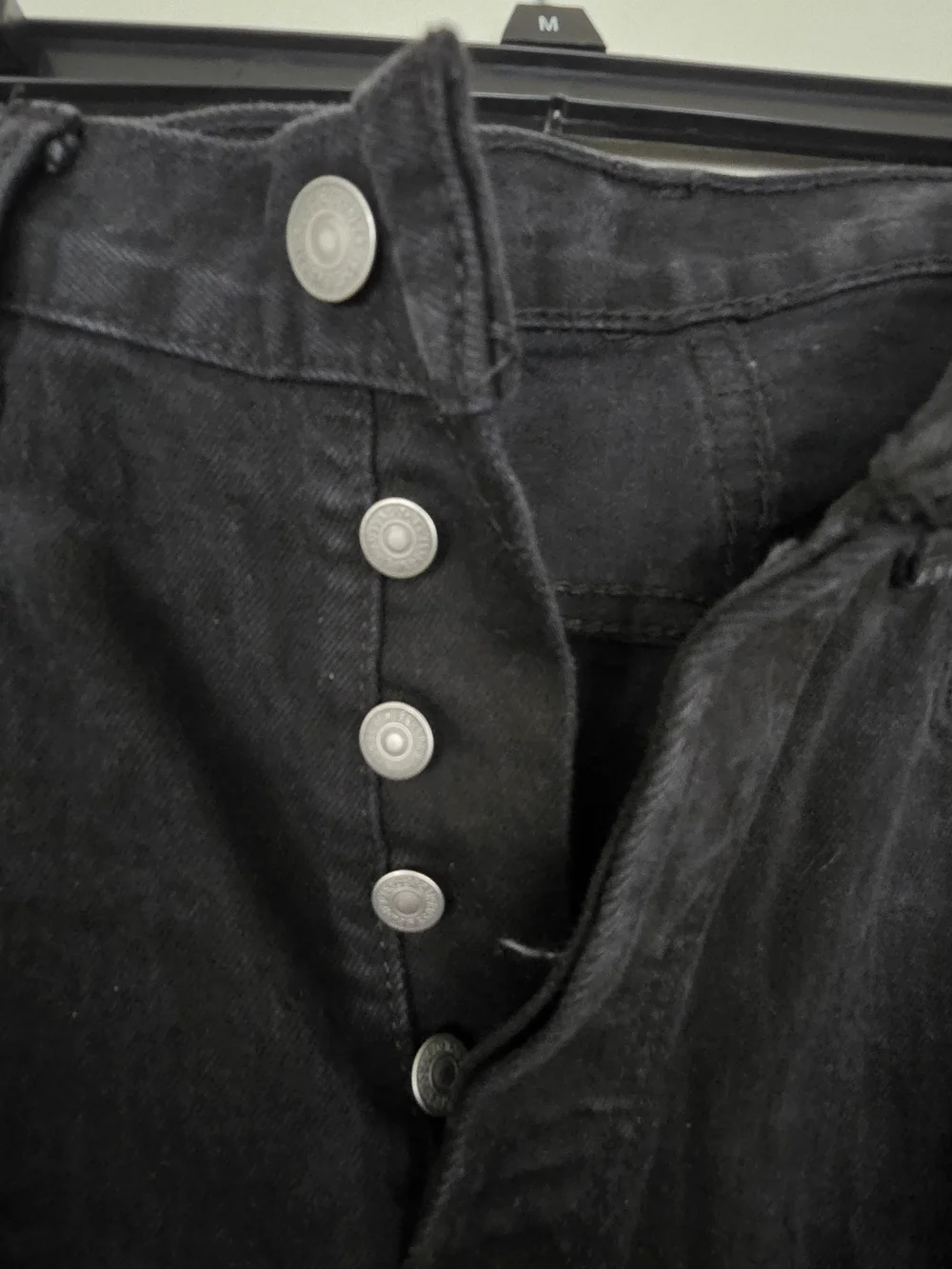 Levi's 501 Black Men's Straight Jeans with Tan Leather Patch